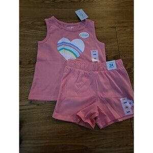 Garanimals 2 Pc Shirt ShortsOutfit Girls Size 24M Pink Floral Hearts NWT